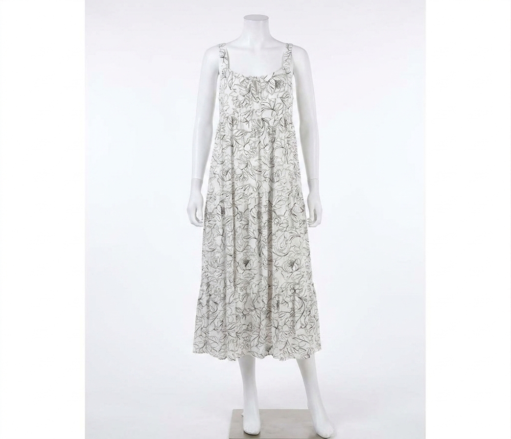 NEW WISHLIST floral sleeveless midi dress in white/black